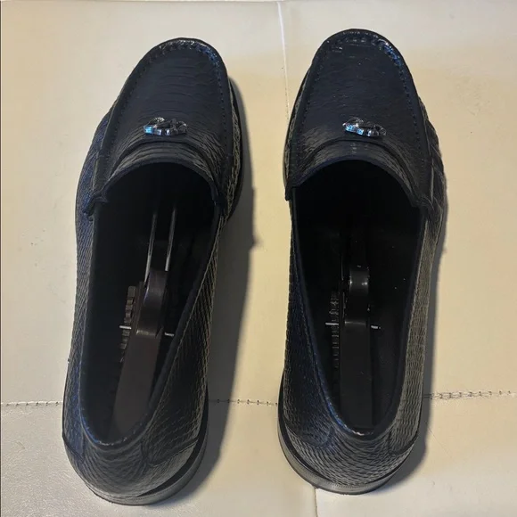 Roberto Cavalli Black crocodile embossed. Snake Monogram  display picture 2